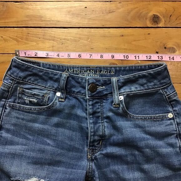AMERICAN Eagle outfitters Tomgirl jeans ripped jeans distressed damaged size 0 - Picture 8 of 12